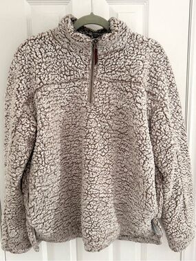 Thread & Supply Sherpa Half Zip Pullover Cozy Fleece Beige Size M